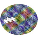 Bright Circle Abstract Black Blue Yellow Red Wooden Puzzle Round View3