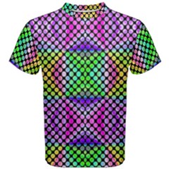 Bright  Circle Abstract Black Pink Green Yellow Men s Cotton Tee by BrightVibesDesign