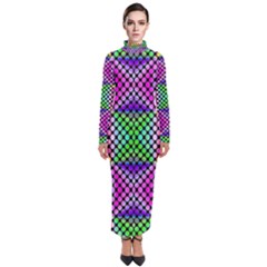 Bright  Circle Abstract Black Pink Green Yellow Turtleneck Maxi Dress