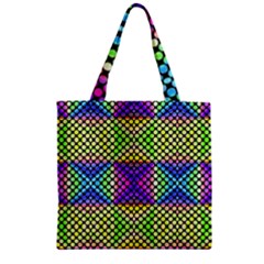 Bright  Circle Abstract Black Yellow Purple Green Blue Zipper Grocery Tote Bag by BrightVibesDesign