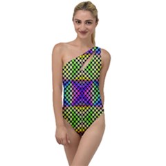 Bright  Circle Abstract Black Yellow Purple Green Blue To One Side Swimsuit by BrightVibesDesign