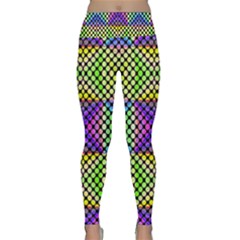 Bright  Circle Abstract Black Yellow Purple Green Blue Lightweight Velour Classic Yoga Leggings by BrightVibesDesign