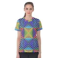 Colorful Circle Abstract White  Blue Yellow Red Women s Cotton Tee