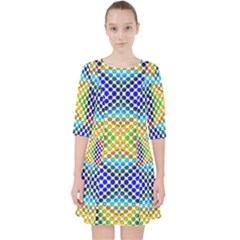 Colorful Circle Abstract White  Blue Yellow Red Pocket Dress by BrightVibesDesign