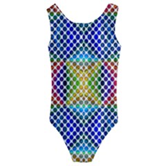 Colorful Circle Abstract White  Blue Yellow Red Kids  Cut-out Back One Piece Swimsuit by BrightVibesDesign