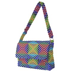 Colorful Circle Abstract White  Blue Yellow Red Full Print Messenger Bag (l) by BrightVibesDesign
