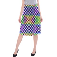 Colorful Circle Abstract White Purple Green Blue Midi Beach Skirt by BrightVibesDesign