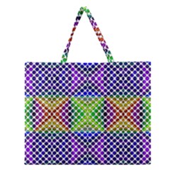 Colorful Circle Abstract White Purple Green Blue Zipper Large Tote Bag by BrightVibesDesign