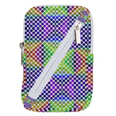 Colorful Circle Abstract White Purple Green Blue Belt Pouch Bag (large) by BrightVibesDesign