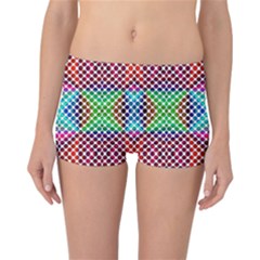 Colorful Circle Abstract White  Red Pink Green Reversible Boyleg Bikini Bottoms by BrightVibesDesign