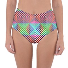 Colorful Circle Abstract White  Red Pink Green Reversible High-waist Bikini Bottoms by BrightVibesDesign