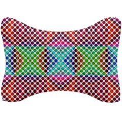 Colorful Circle Abstract White  Red Pink Green Seat Head Rest Cushion by BrightVibesDesign