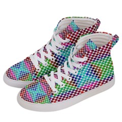 Colorful Circle Abstract White  Red Pink Green Women s Hi-top Skate Sneakers by BrightVibesDesign