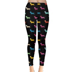 Colorful Dachshund Dog Black Leggings  by trulycreative