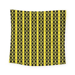 Circles Lines Black Yellow Square Tapestry (small) by BrightVibesDesign