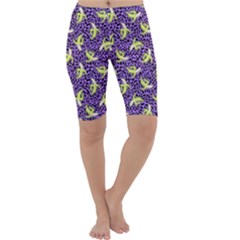 Banana Animal Print Pattern Purple Cropped Leggings  by trulycreative