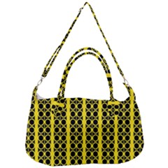 Circles Lines Black Yellow Removal Strap Handbag by BrightVibesDesign