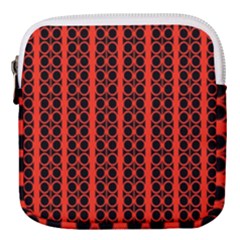 Circles Lines Black Orange Mini Square Pouch by BrightVibesDesign