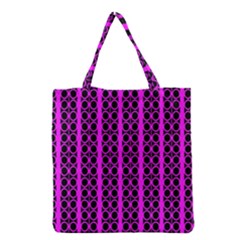 Circles Lines Black Pink Grocery Tote Bag by BrightVibesDesign