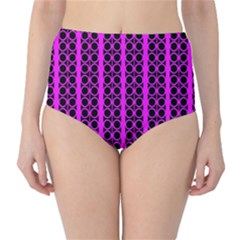 Circles Lines Black Pink Classic High-waist Bikini Bottoms by BrightVibesDesign