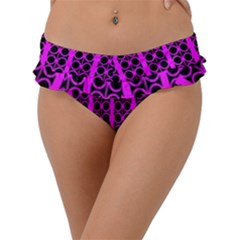 Circles Lines Black Pink Frill Bikini Bottom