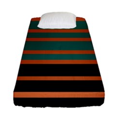 Black Stripes Orange Brown Teal Fitted Sheet (single Size) by BrightVibesDesign