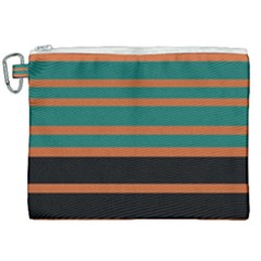Black Stripes Orange Brown Teal Canvas Cosmetic Bag (xxl) by BrightVibesDesign