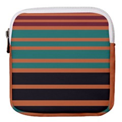 Black Stripes Orange Brown Teal Mini Square Pouch by BrightVibesDesign