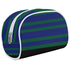 Black Stripes Green Olive Blue Makeup Case (medium)