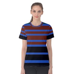 Black Stripes Blue Green Orange Women s Cotton Tee