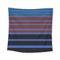 Black Stripes Blue Green Orange Square Tapestry (small) by BrightVibesDesign
