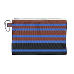 Black Stripes Blue Green Orange Canvas Cosmetic Bag (large) by BrightVibesDesign