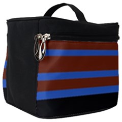 Black Stripes Blue Green Orange Make Up Travel Bag (big) by BrightVibesDesign