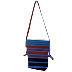 Black Stripes Blue Green Orange Folding Shoulder Bag by BrightVibesDesign