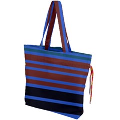 Black Stripes Blue Green Orange Drawstring Tote Bag