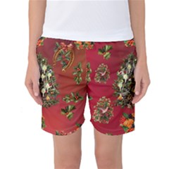 Wonderful Vintage Christmas Design Women s Basketball Shorts by FantasyWorld7