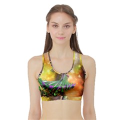 Cute Flying Fairy In The Night Sports Bra With Border by FantasyWorld7