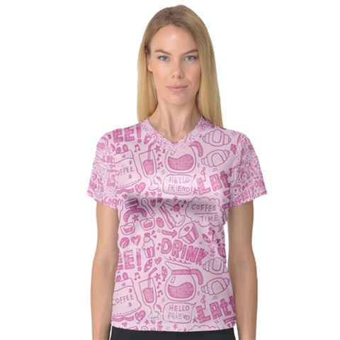 Coffee Pink V-neck Sport Mesh Tee by Amoreluxe