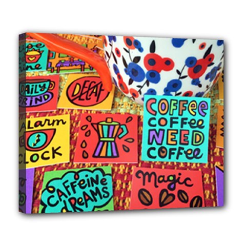 Need Coffee Deluxe Canvas 24  X 20  (stretched) by Amoreluxe