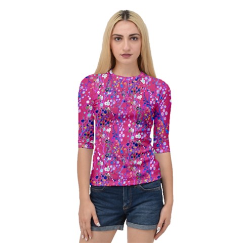 Hot Pink Abstract Design   Quarter Sleeve Raglan Tee by 1dsign