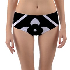 Pattern Flower Black Reversible Mid-waist Bikini Bottoms