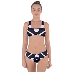 Pattern Flower Black Criss Cross Bikini Set by HermanTelo