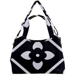Pattern Flower Black Double Compartment Shoulder Bag