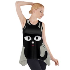 Cat Pet Cute Black Animal Side Drop Tank Tunic
