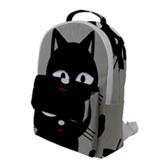 Cat Pet Cute Black Animal Flap Pocket Backpack (large)