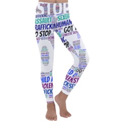 Human Trafficking In Blue Classic Logo Final Kids  Lightweight Velour Classic Yoga Leggings by gottostop