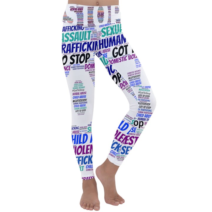 Human Trafficking In Blue Classic Logo Final Kids  Lightweight Velour Classic Yoga Leggings