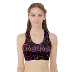 Halloween Candy On Black Sports Bra With Border by bloomingvinedesign