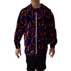 Halloween Candy On Black Kids  Hooded Windbreaker by bloomingvinedesign