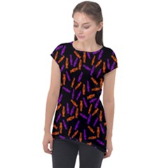 Halloween Candy On Black Cap Sleeve High Low Top by bloomingvinedesign